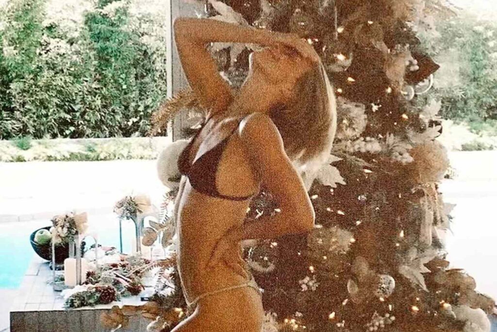 Julianne Hough Poses in Front of a Christmas Tree in a Teeny Bikini for Festive Holiday Photos