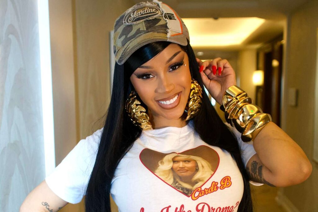 Cardi B Bares Baby Bump in Denim Shorts and Merch Featuring Her Viral Courtroom Meme