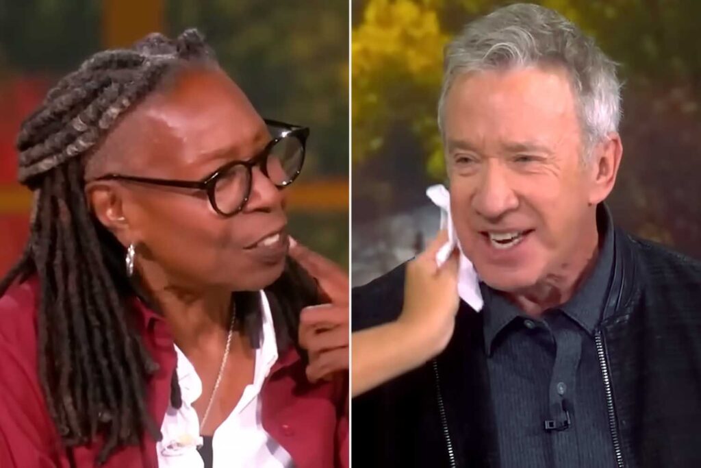 Whoopi Goldberg Calls Out Lipstick Stain on Tim Allen’s Cheek