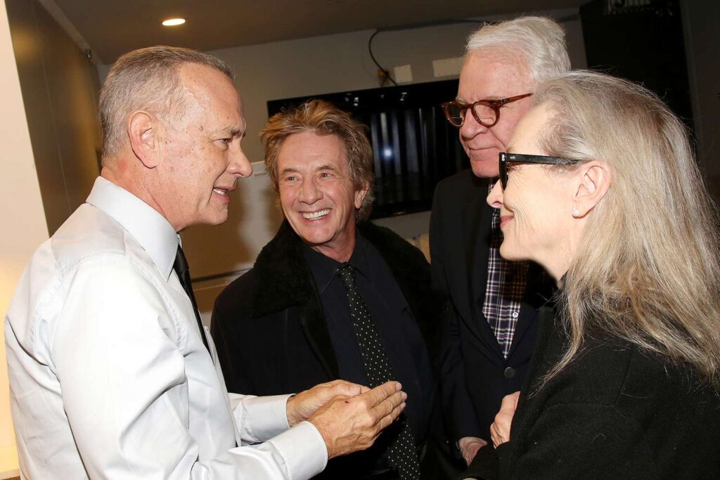 Tom Hanks Celebrates Play Opening with Meryl Streep, Martin Short and More Stars