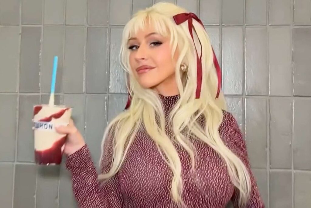 Christina Aguilera Reveals Erewhon Smoothie Collab While Wearing Hot Pants