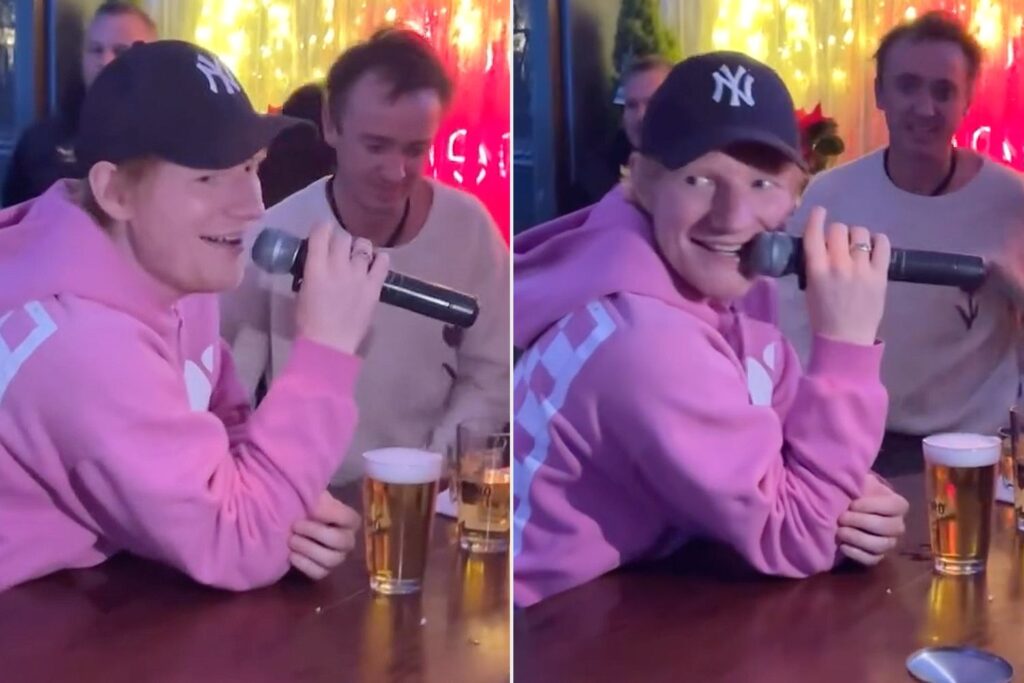 Ed Sheeran Sings His Own Song at Karaoke Bar in N.Y.C. with Tom Felton